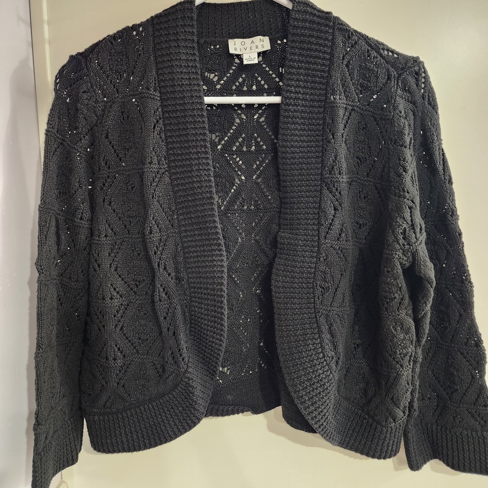 Joan Rivers Charcoal Knit Cardigan